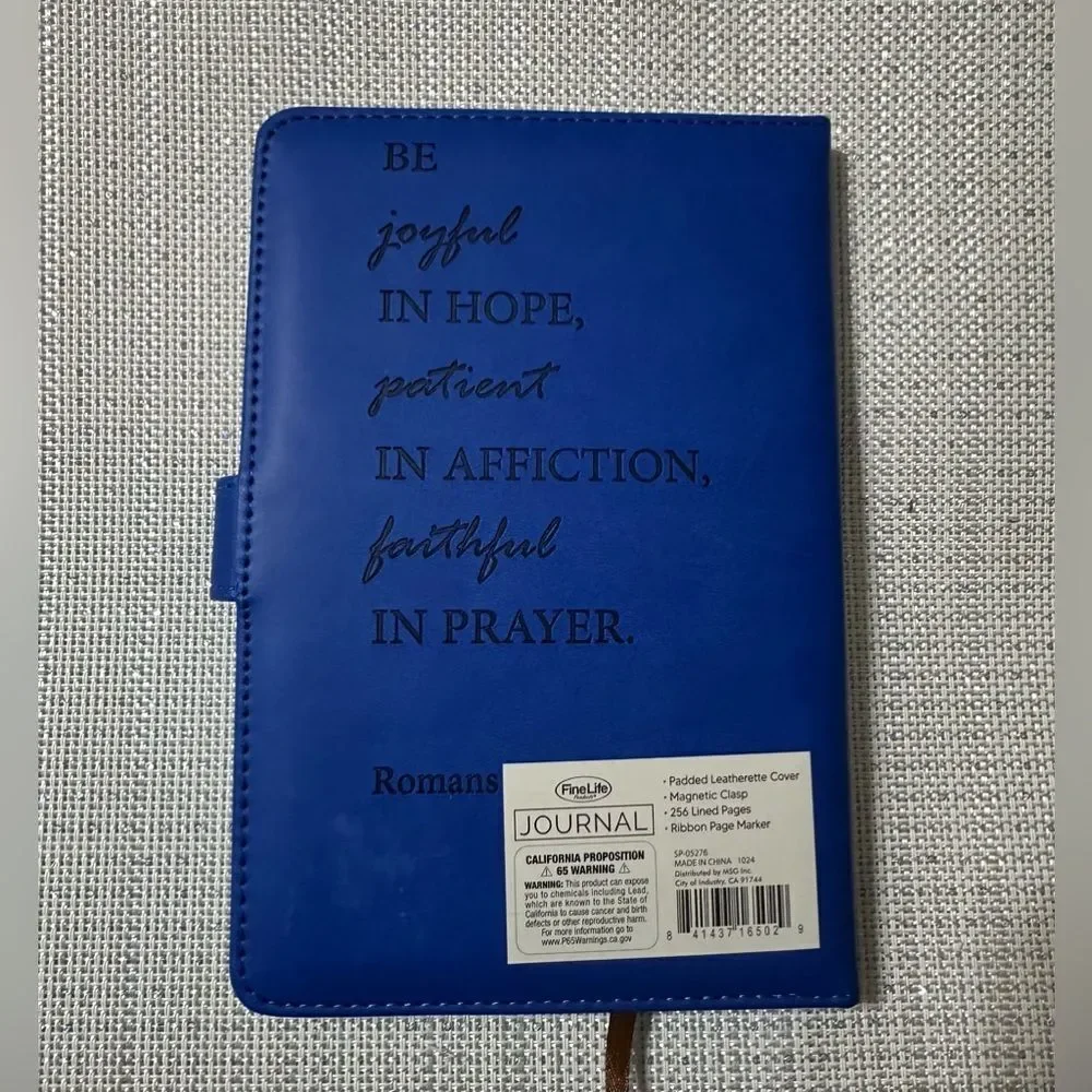 Blue Bible Verse Pink Hearts Faux Leather Bound Journal